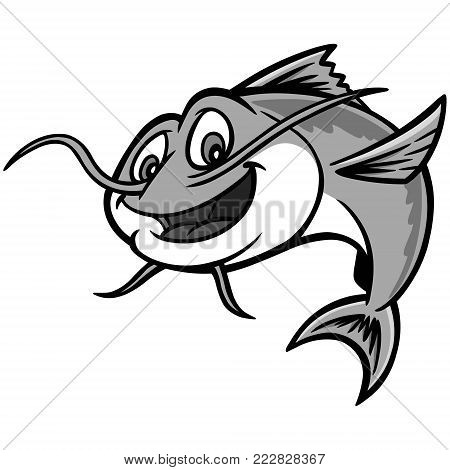 Catfish Illustration - A vector cartoon illustration of a Catfish restaurant mascot.