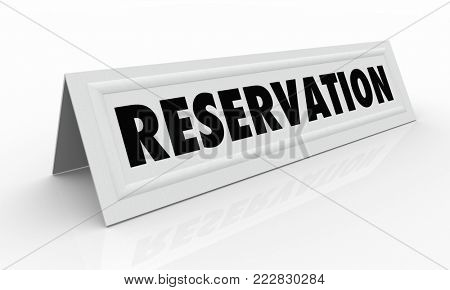 Reservation Table Tent Card Reserved Seat 3d Illustration