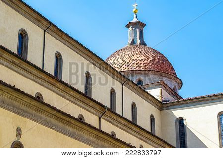 Exterior of Santo Spirito, a church located in the Oltrarno quarter in Florence, Italy
