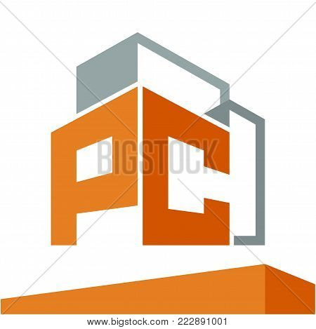 Icon logo initial for business development of construction services, with combination of letters P & C