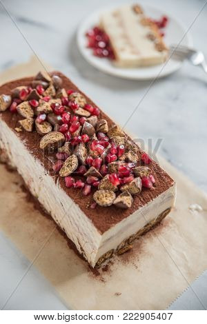 home made ice cream semifreddo with chocolate