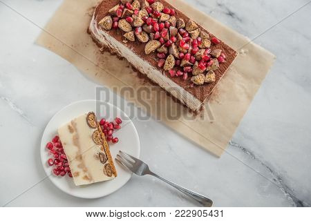 home made ice cream semifreddo with chocolate