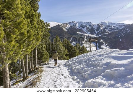 Roc Del Quer sightseeing trekking trail. Principality of Andorra.