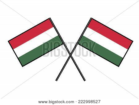 Flag of Hungary. Stylization of national banner. Simple vector illustration with two flags