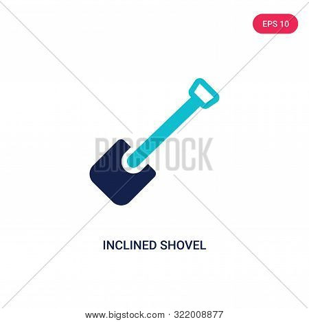 inclined shovel icon in two color design style.