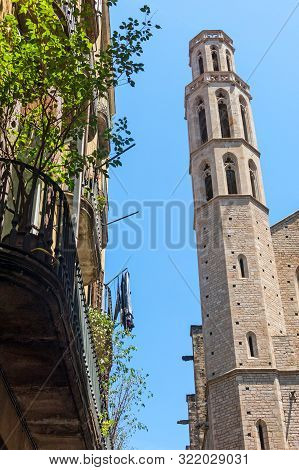 The Santa Maria Del Mar Church, In The Ribera District Of Barcelona, Built Between 1329 And 1383, As