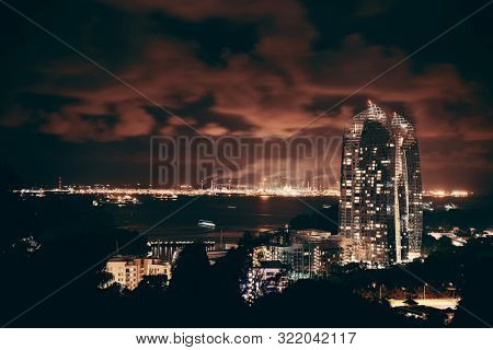 Singapore architecture and urban cityscape night view