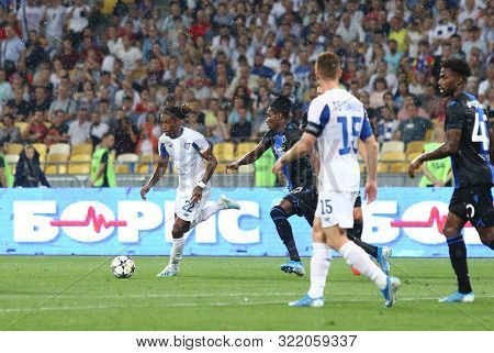 Kyiv, Ukraine - August 13, 2019: Gerson Rodrigues Of Fc Dynamo Kyiv (l) Attacks During The Uefa Cham