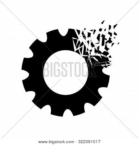 Black Gear Icon With Bursting Effect Design