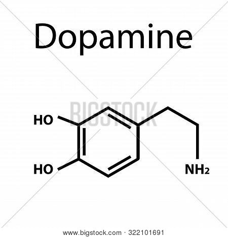 Chemical Molecular Formula Hormone Dopamine. The Hormone Pleasure. Infographics Illustration