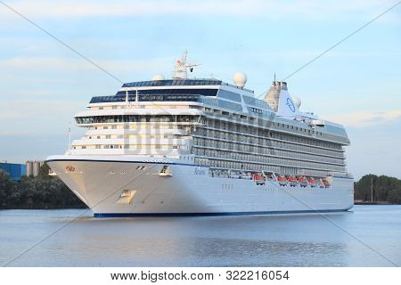 Velsen, The Netherlands August 30th, 2019: Ms Riviera Operated By Oceania Cruises, Sailing From Pass
