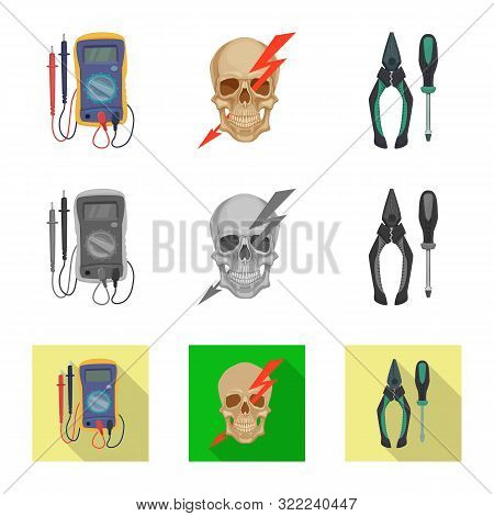 Isolated Object Of Electricity And Electric Sign. Collection Of Electricity And Energy Stock Vector 