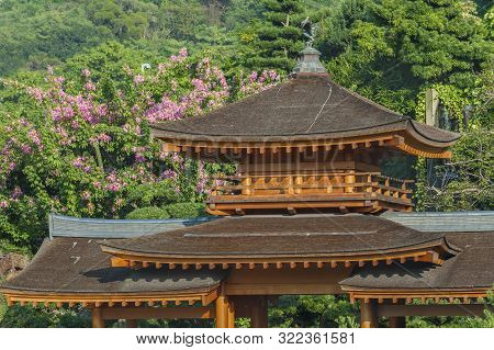 Pavilion In Chinese Garden In Hong Kong