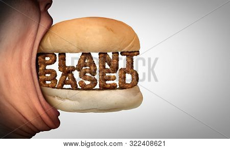 Eating Plant Based Food As A Vegan Burger Or Fake Meat Representing Vegetarian Protien In A 3d Illus