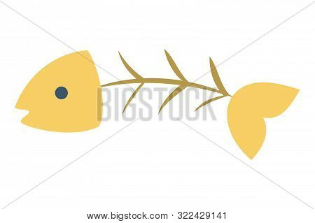 Fish Skeleton Icon. Animal Bone, Vertebra And Head.