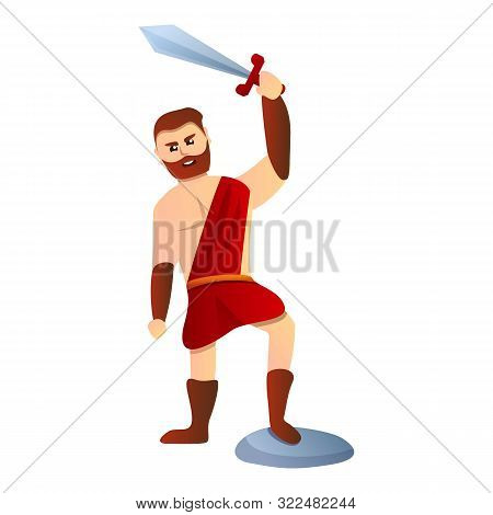 Ancient Gladiator Icon. Cartoon Of Ancient Gladiator Vector Icon For Web Design Isolated On White Ba