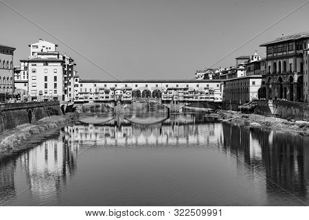 Famous Historic Ponte Veccio In Florence At River Arno