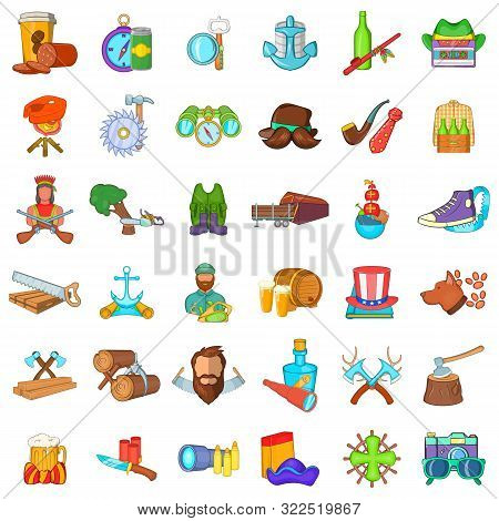 Sawmill Icons Set. Cartoon Set Of 36 Sawmill Vector Icons For Web Isolated On White Background