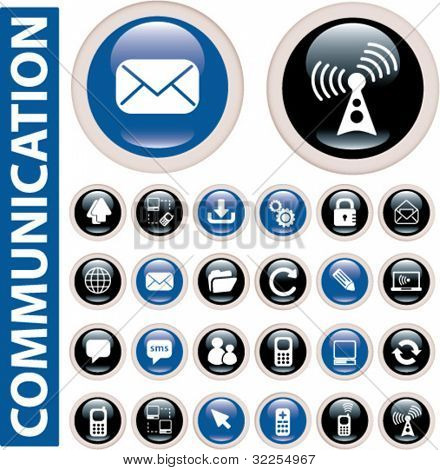 通信按钮。矢量