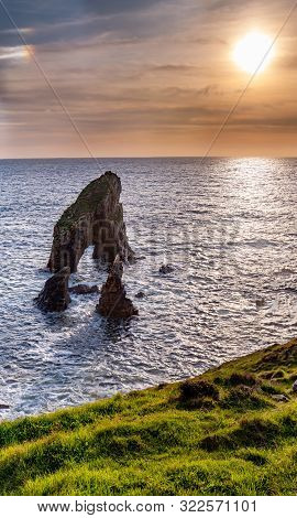 Crohy Head Sea Arch Breeches During Sunset - County Donegal, Ireland