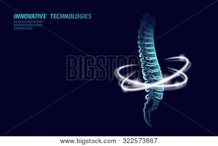 Physiotherapy Human Spine Recovery. Pain Area Surgery Modern Loin Medicine Technology Low Poly Trian