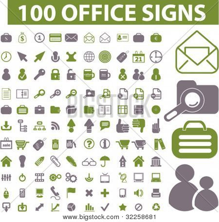100 Office-Zeichen. Vektor