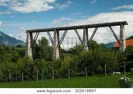 Remains Of The Old Aqueduct In Laas (south Tyrol, Italy) On A Sunny Day In Summer
