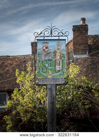 Brasted, Kent, Uk, May 2019 - Decorative Sign Of The Ancient Village Of Brasted, Kent, Uk