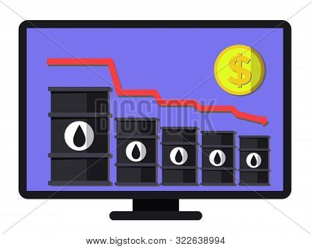 2019 Record Decline In Oil Prices - Conceptual Vector. Schedule Of Financial Collapse. Flat Composit