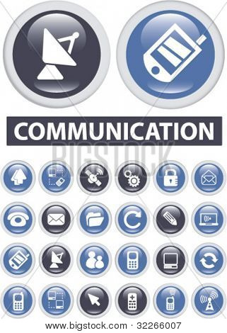 komunikační tlačítka, sada ikon, vektor
