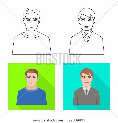Vector Illustration Of Hairstyle And Profession Icon. Set Of Hairstyle And Character Vector Icon For