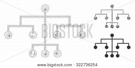 Mesh Script Tree Model With Triangle Mosaic Icon. Wire Carcass Polygonal Mesh Of Script Tree. Vector
