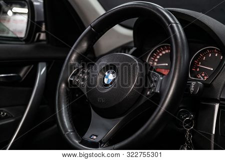 Novosibirsk, Russia - August 24, 2019:  Bmw X3, Close-up Of The Dashboard, Speedometer, Tachometer A