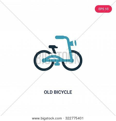 old bicycle icon in two color design style.