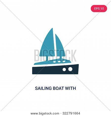 sailing boat with veils icon in two color design style.