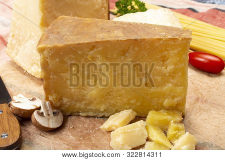 Cheese Collection, Aged Maniva Cheese From Alpine Valleys Near Mount Maniva, North Italy
