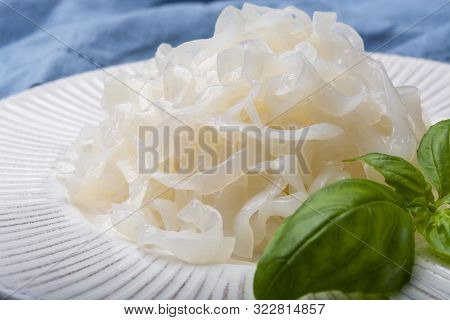White Konjac Shirataki Noodles, Gluten Free And No Fat Diet Vegetarian And Vegan Asian Food