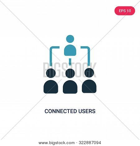 connected users in flow chart icon in two color design style.