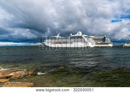 Tallinn / Estonia - September 16, 2019: Cruise Ships Nautica And Aidaprima Docked In Vanasadam Talli