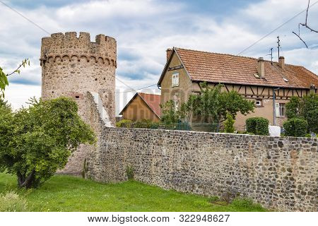 Ancient Small Wine Town  Kientzheim On The Alsace Wine Route, Winemaking Region. France. View On Med