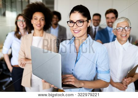 Successful Business Group Of People At Work In Office