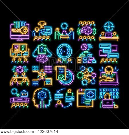 Hackathon Development Neon Light Sign Vector. Glowing Bright Icon Hackathon Business, Developer Codi