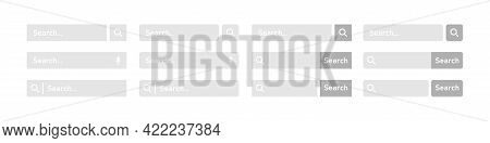 Browser Search Bar Icon Set. Search Bar Icon Set For Web Site Design Ui. Big Search Bar Collection.