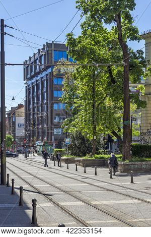 Sofia, Bulgaria - May 9, 2021: Panoramic View Of Graf Ignatiev Street In Sofia, Bulgaria