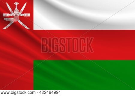 Flag Of Oman. Fabric Texture Of The Flag Of Oman.