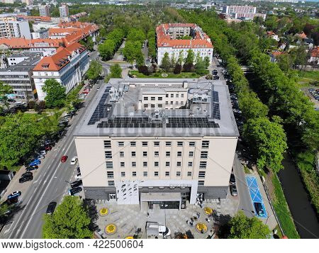 Gliwice, Poland - May 11, 2021: Aerial View Of Town Hall (urzad Miasta) In Gliwice City In Poland, O