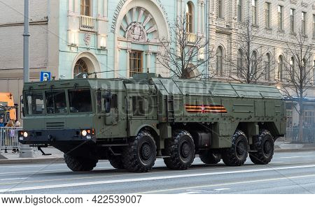 April 30, 2021 Moscow, Russia. Russian Operational-tactical Missile System (otrk) Iskander-m On Tver