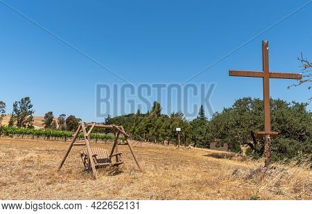 Santa Inez, Ca, Usa - April 3, 2009: San Lorenzo Seminary. Off The Tiny Green Vineyard Stands A Brow