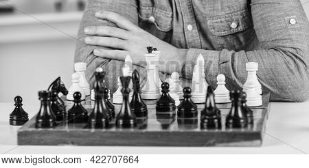 Development Logics. Learning Play Chess. Bad Move Nullifies Good Ones. Figures On Wooden Chess Board
