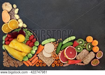 Healthy food for fitness and  vitality concept very high in antioxidants that neutralise free radicals. Also high in dietary fibre, anthocyanins, vitamins, omega 3, lycopene, carotenoids and protein. 